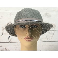 Lancaster Mujers 100% Wool Vintage Fedoria Gray Hat with Veil   eb-13255514